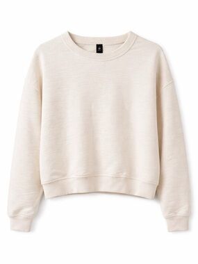 AG Jeans Nova Crew Sweatshirt Small Cream Textured Relaxed Fit Pullover
